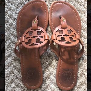 Brown miller sandal leather Tory burch